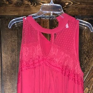 Red sleeveless flowy dress